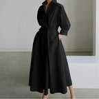 Women's Elegant Front Wrap Collared Maxi Dress for Timeless Sophistication