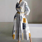 Women's Elegant Front Wrap Collared Maxi Dress for Timeless Sophistication