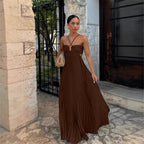 Flowing pleated strapless dress