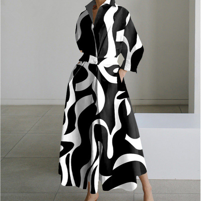 Women's Elegant Front Wrap Collared Maxi Dress for Timeless Sophistication