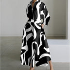 Women's Elegant Front Wrap Collared Maxi Dress for Timeless Sophistication
