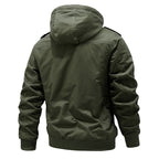 Men's Sherpa-Lined Hooded Field Jacket with Multiple Cargo Pockets