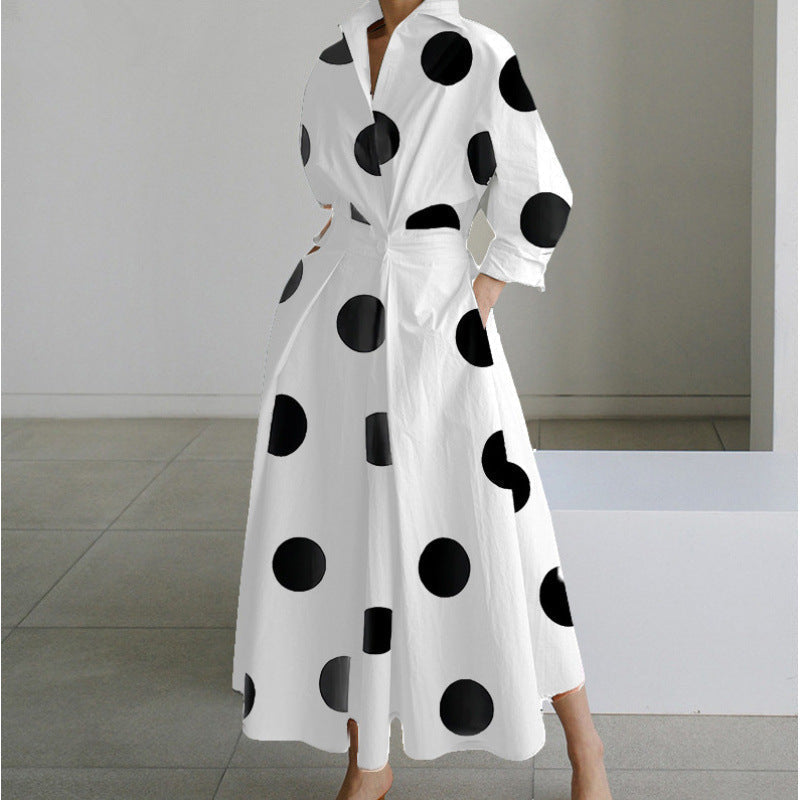 Women's Elegant Front Wrap Collared Maxi Dress for Timeless Sophistication