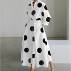 Women's Elegant Front Wrap Collared Maxi Dress for Timeless Sophistication