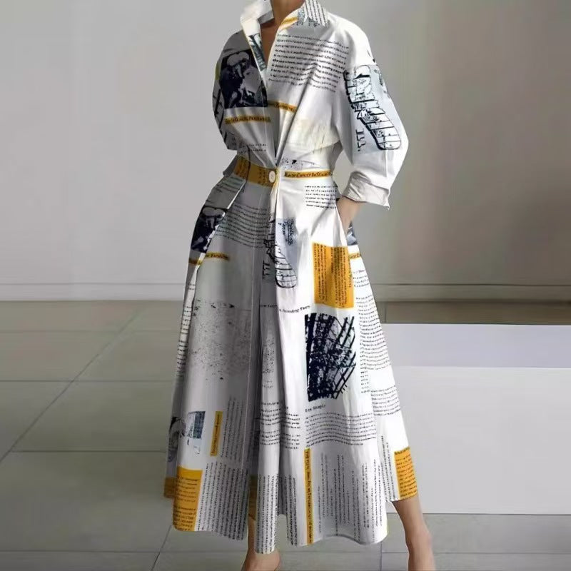 Women's Elegant Front Wrap Collared Maxi Dress for Timeless Sophistication