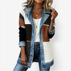 Women's Elegant Layered Collar Button Jacket with Modern Textured Design
