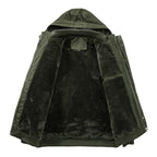 Men's Sherpa-Lined Hooded Field Jacket with Multiple Cargo Pockets