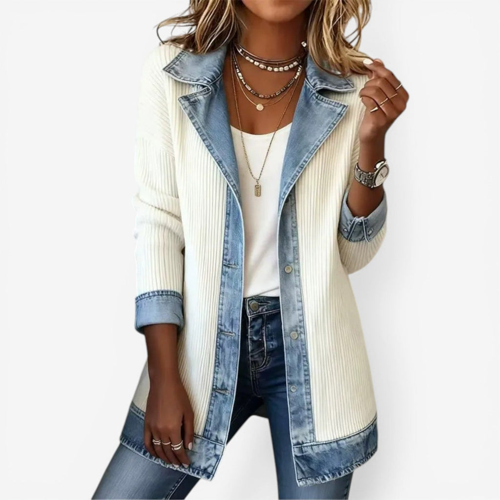 Women's Elegant Layered Collar Button Jacket with Modern Textured Design