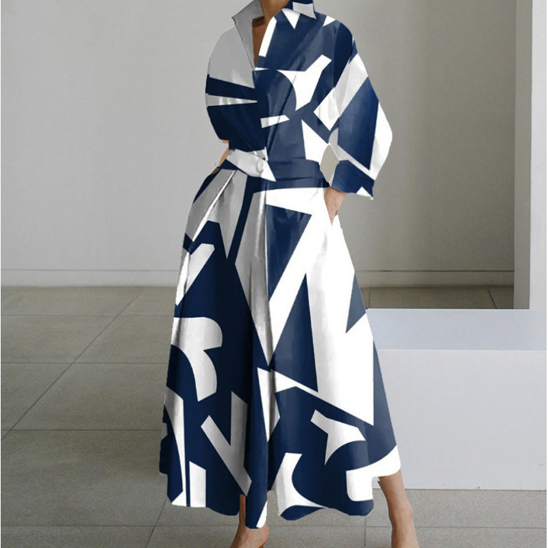 Women's Elegant Front Wrap Collared Maxi Dress for Timeless Sophistication