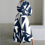 Women's Elegant Front Wrap Collared Maxi Dress for Timeless Sophistication