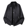 Oversized Men's Harrington Jacket with Corduroy Collar and Dual-Way Zipper