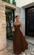 Flowing pleated strapless dress