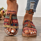 Women's Tassel Decorated Flat Sandals