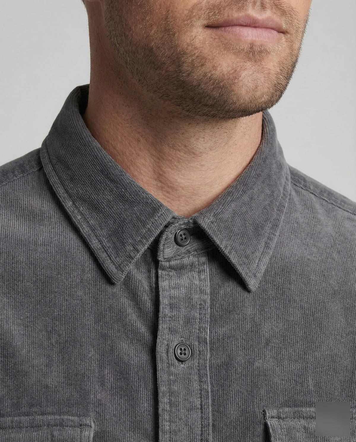 Men's Slim Fit Vintage Corduroy Shirt with Button-Down Chest Pockets