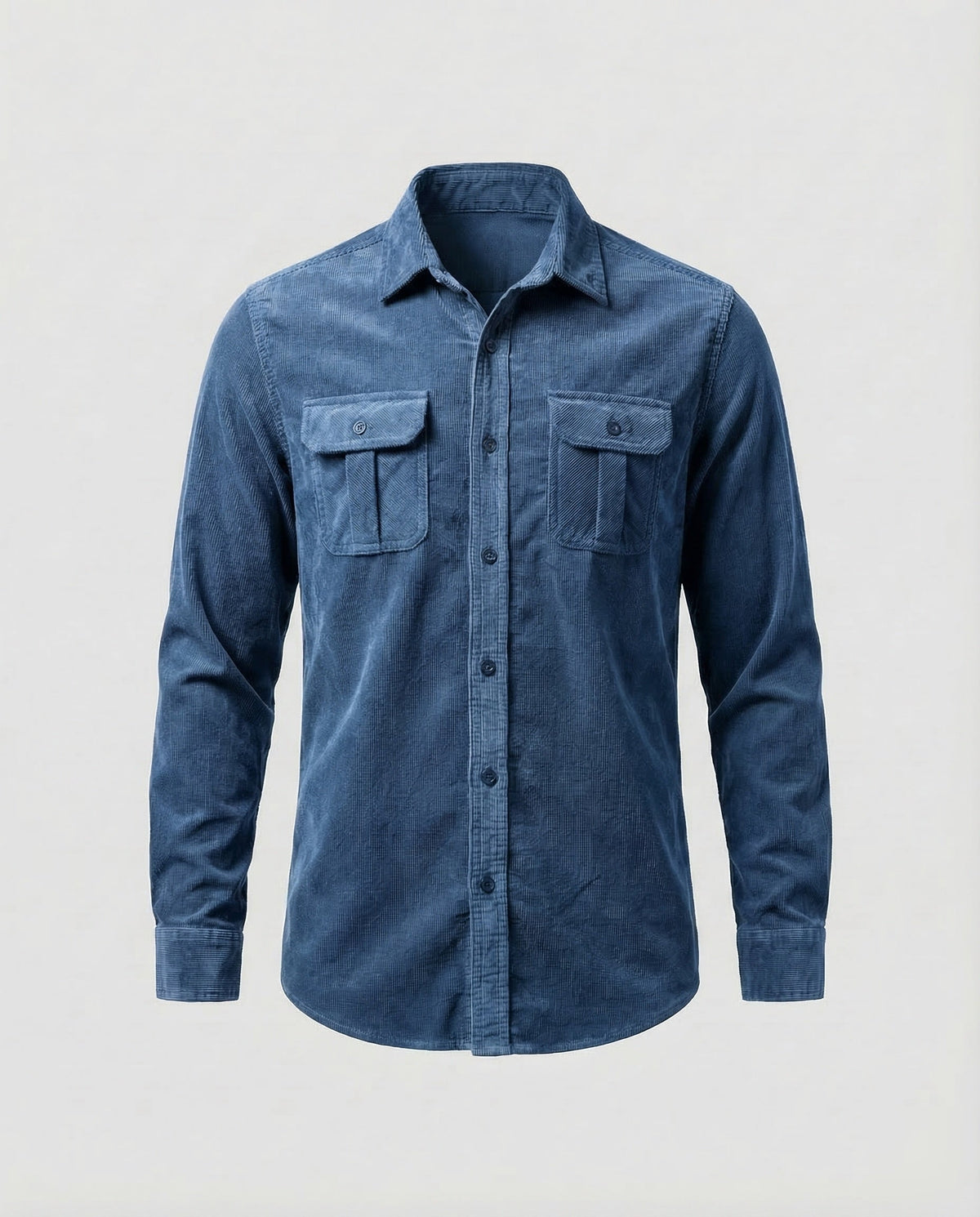 Men's Slim Fit Vintage Corduroy Shirt with Button-Down Chest Pockets
