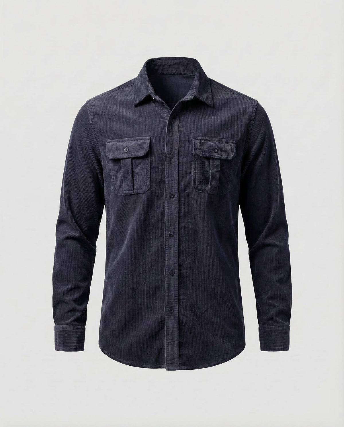 Men's Slim Fit Vintage Corduroy Shirt with Button-Down Chest Pockets