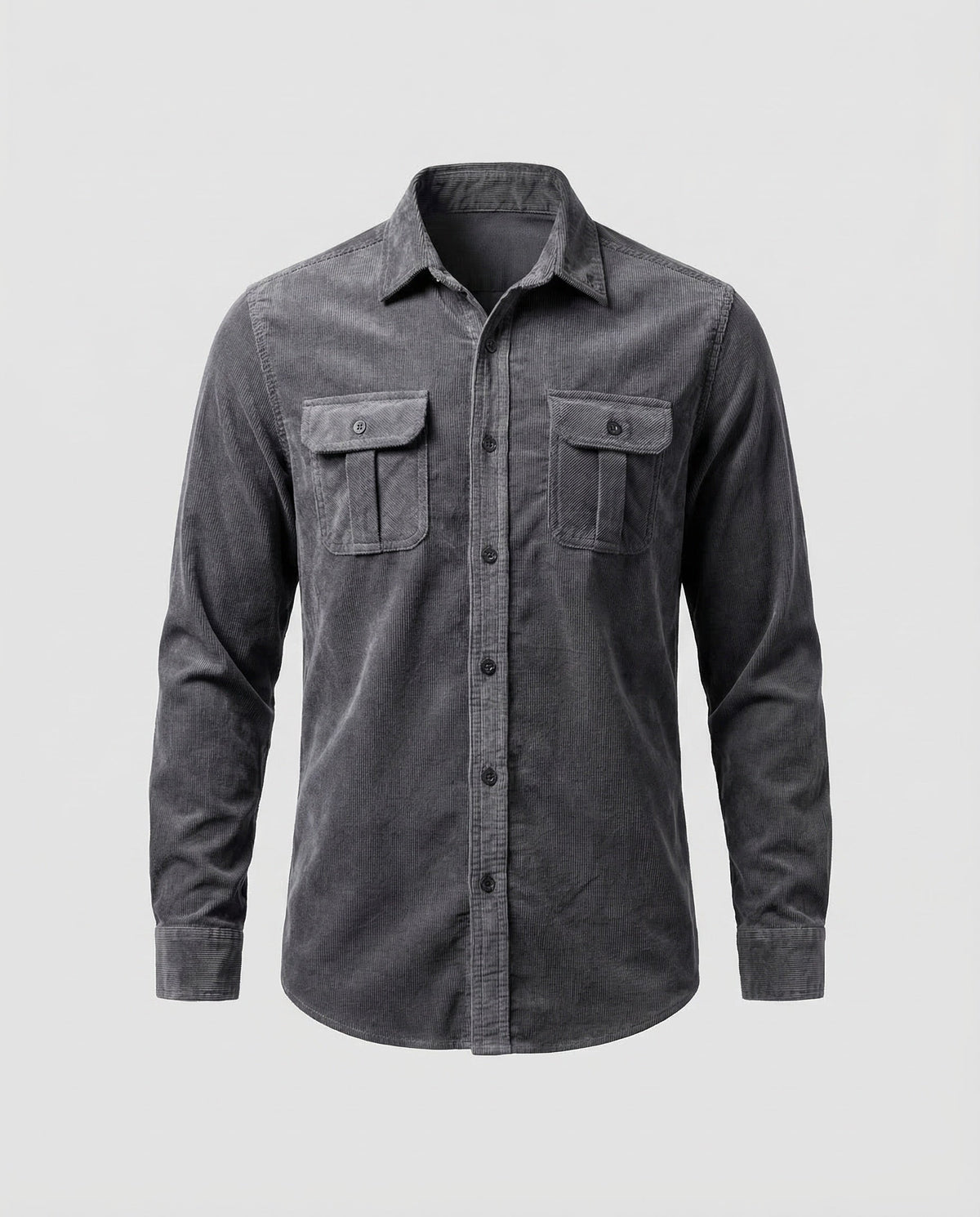 Men's Slim Fit Vintage Corduroy Shirt with Button-Down Chest Pockets