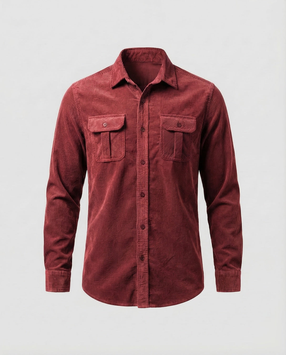 Men's Slim Fit Vintage Corduroy Shirt with Button-Down Chest Pockets