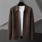 Men's Textured Long Sleeve Cardigan with Front Pockets