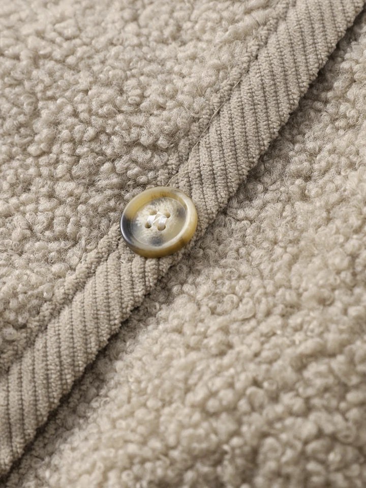 Textured Women's Cardigan Jacket with Button Closure and Crew Neck