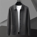 Men's Textured Long Sleeve Cardigan with Front Pockets