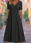 Women's V-Neck Tummy-Covering Dress for Effortless Style