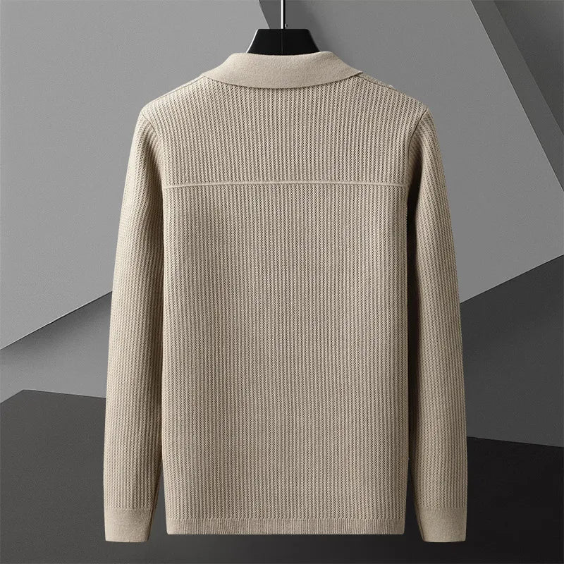 Men's Textured Long Sleeve Cardigan with Front Pockets