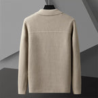 Men's Textured Long Sleeve Cardigan with Front Pockets