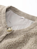 Textured Women's Cardigan Jacket with Button Closure and Crew Neck