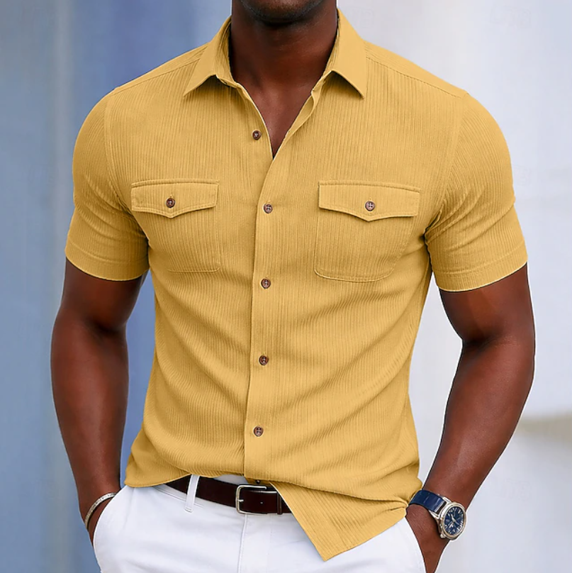 Men's Everyday Short Sleeve Button Shirt for Effortless Style
