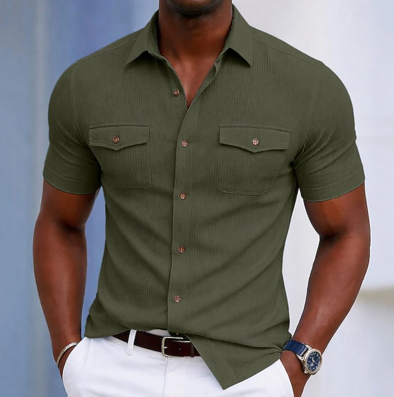 Men's Everyday Short Sleeve Button Shirt for Effortless Style