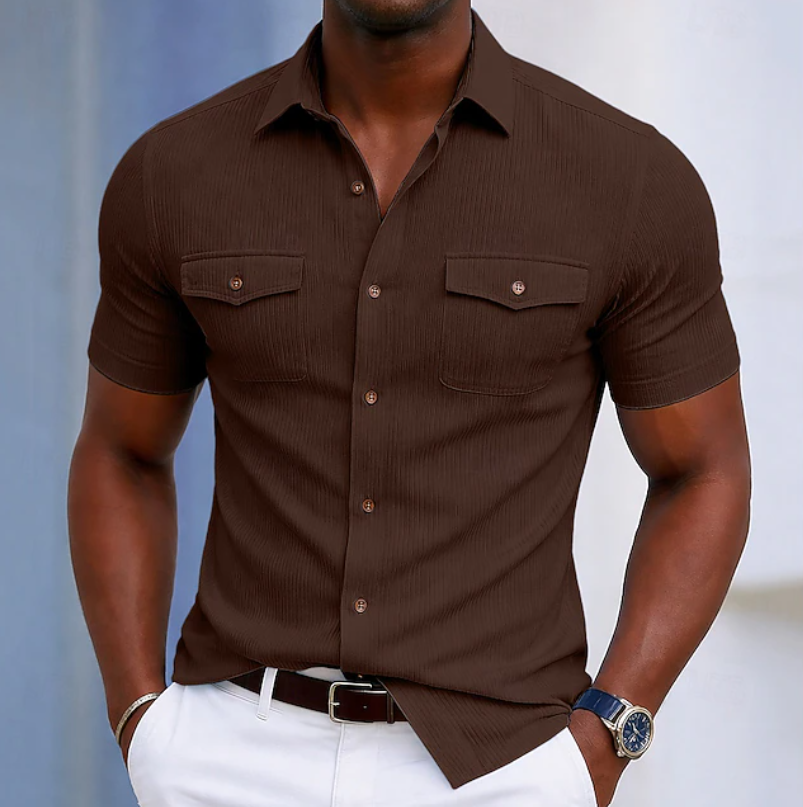 Men's Everyday Short Sleeve Button Shirt for Effortless Style
