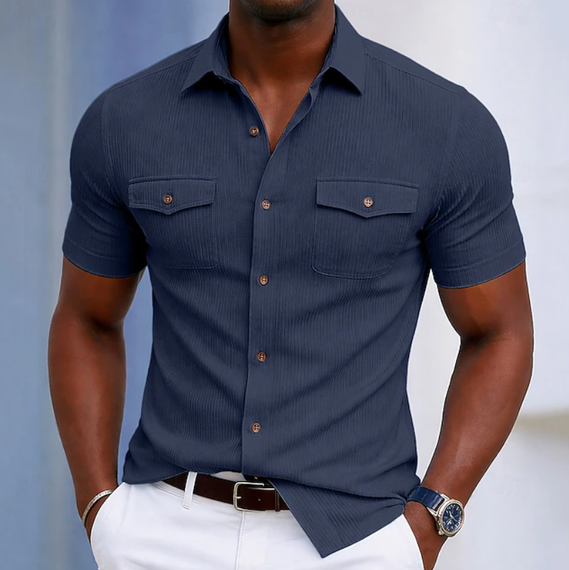Men's Everyday Short Sleeve Button Shirt for Effortless Style