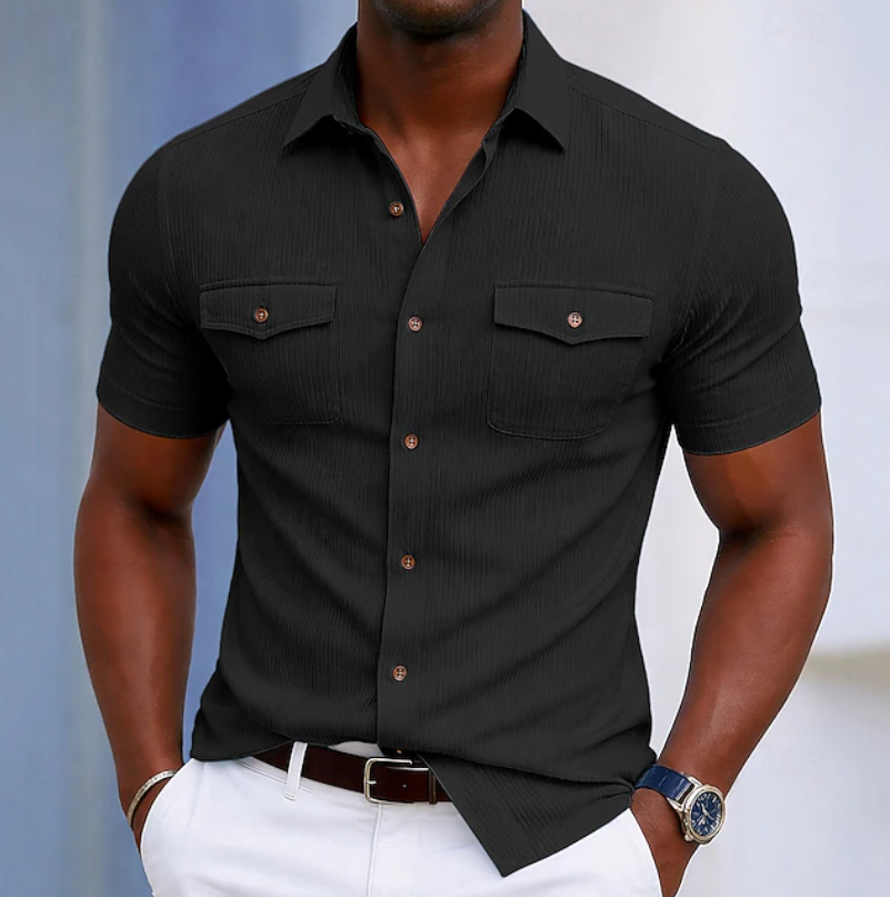 Men's Everyday Short Sleeve Button Shirt for Effortless Style