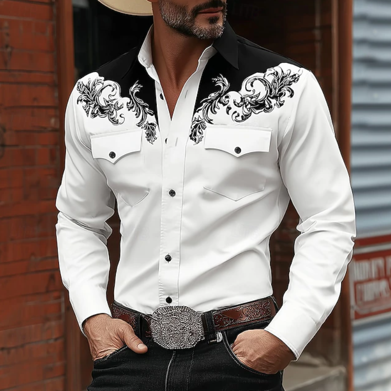 Men's Western Embroidered Button-Up Shirt for Confident Style