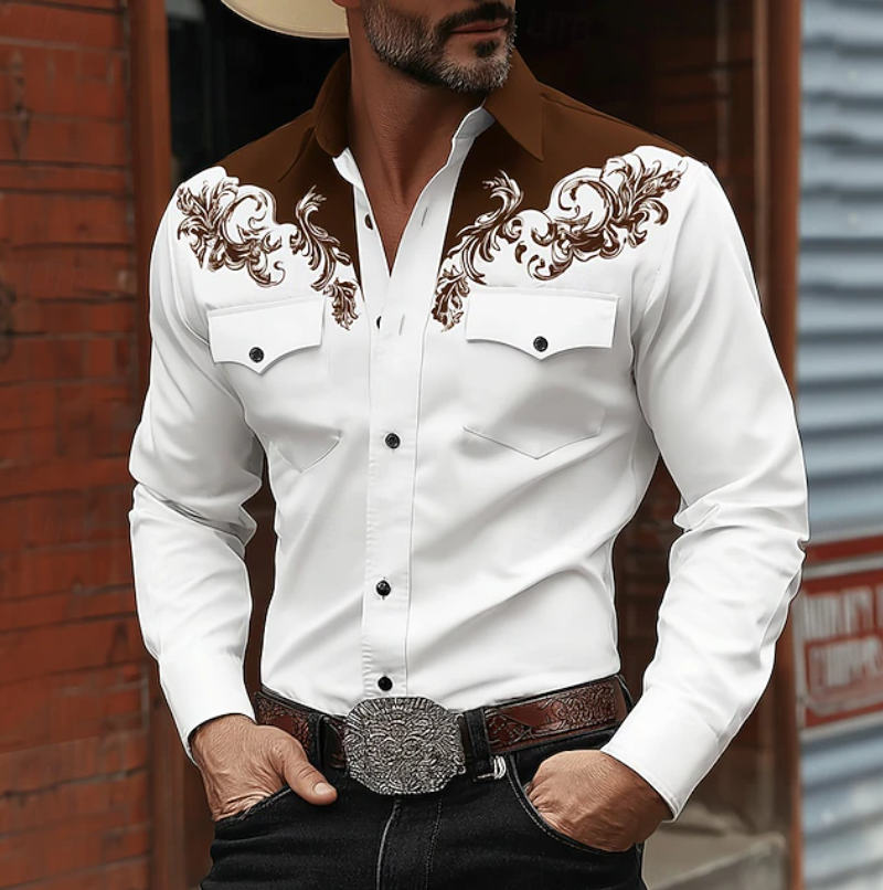 Men's Western Embroidered Button-Up Shirt for Confident Style