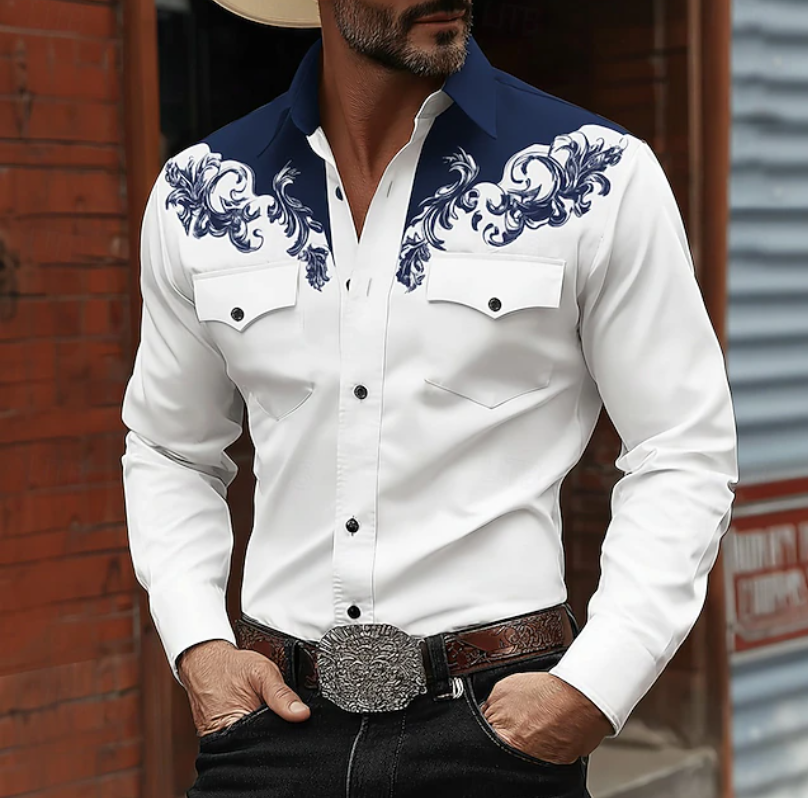 Men's Western Embroidered Button-Up Shirt for Confident Style
