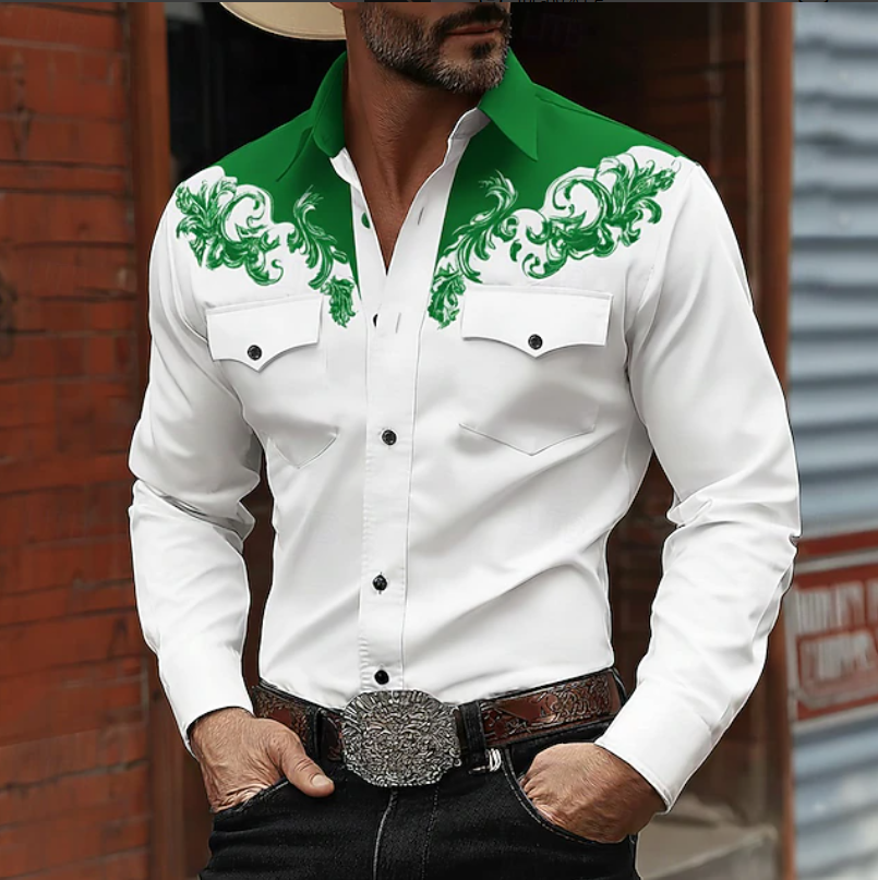 Men's Western Embroidered Button-Up Shirt for Confident Style
