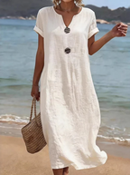 Women's Button Detail Maxi Dress for Casual Beach Days