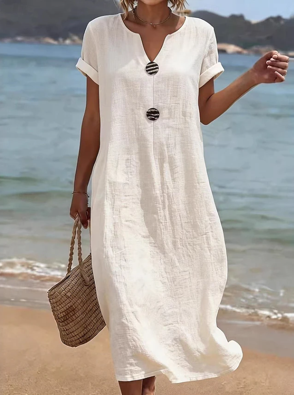 Women's Button Detail Maxi Dress for Casual Beach Days