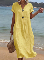 Women's Button Detail Maxi Dress for Casual Beach Days