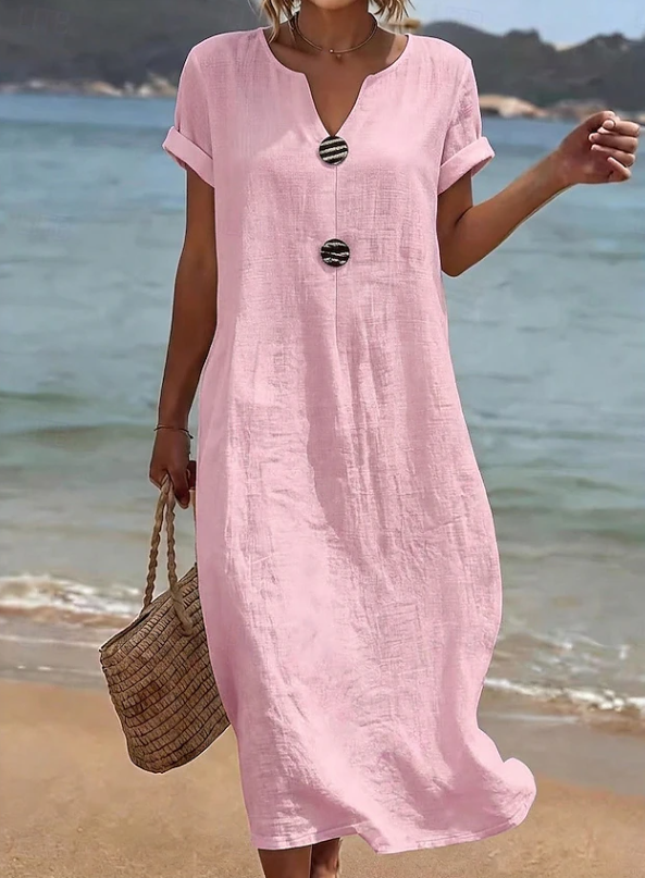 Women's Button Detail Maxi Dress for Casual Beach Days