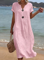 Women's Button Detail Maxi Dress for Casual Beach Days
