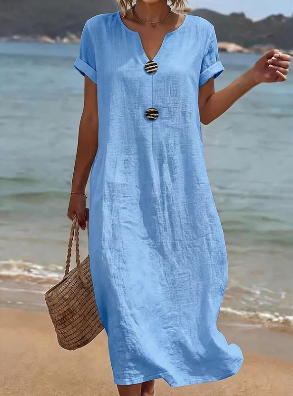 Women's Button Detail Maxi Dress for Casual Beach Days
