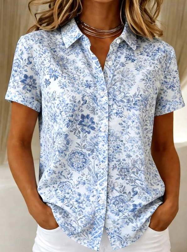Women's Floral Button-Up Shirt for Everyday Elegance