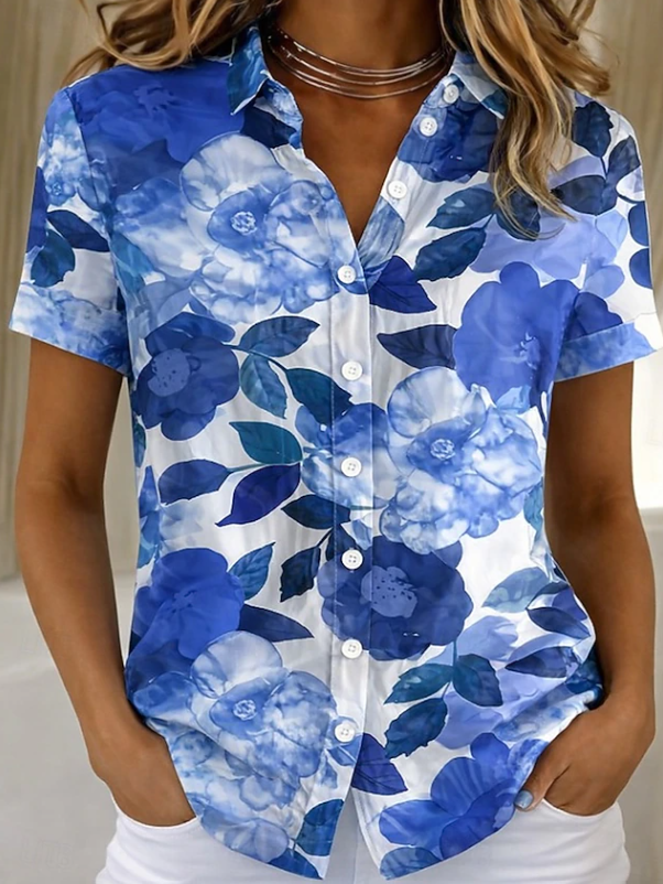 Women's Floral Button-Up Shirt for Everyday Elegance