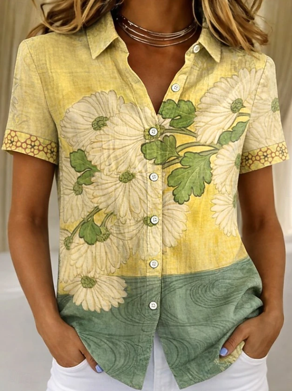 Women's Floral Button-Up Shirt for Everyday Elegance