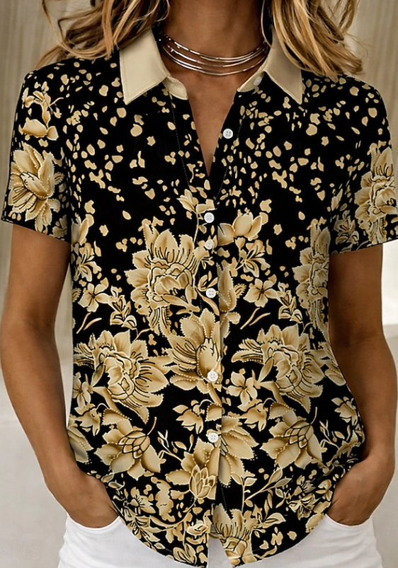 Women's Floral Button-Up Shirt for Everyday Elegance