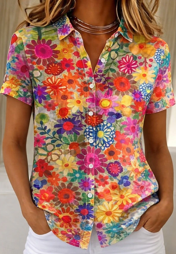 Women's Floral Button-Up Shirt for Everyday Elegance