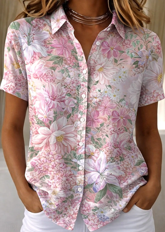 Women's Floral Button-Up Shirt for Everyday Elegance